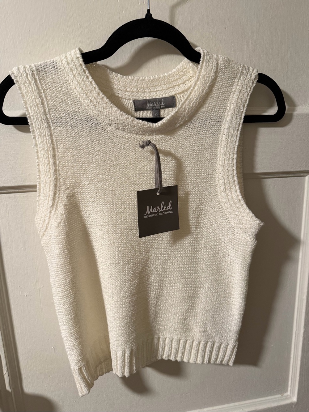 NWT Marled Ivory Cream Textured Sleeveless Crewneck Knit Sweater Vest Size XS
